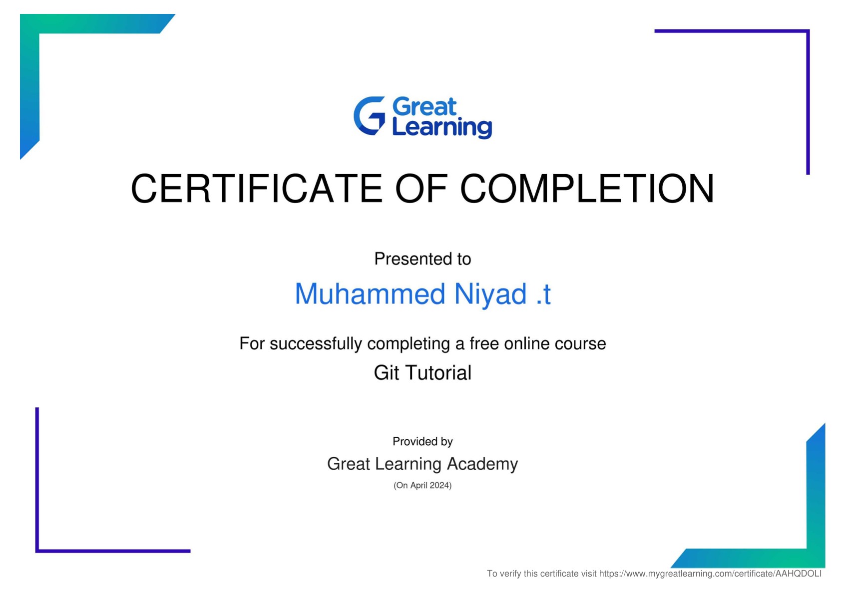 certificate of achievement